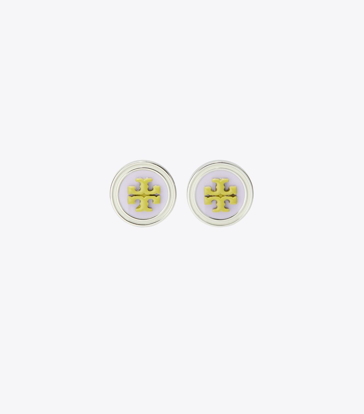 Silver / Purple / Green Tory Burch Kira Enamel Circle-stud Women's Earrings | OUTLET-89610279