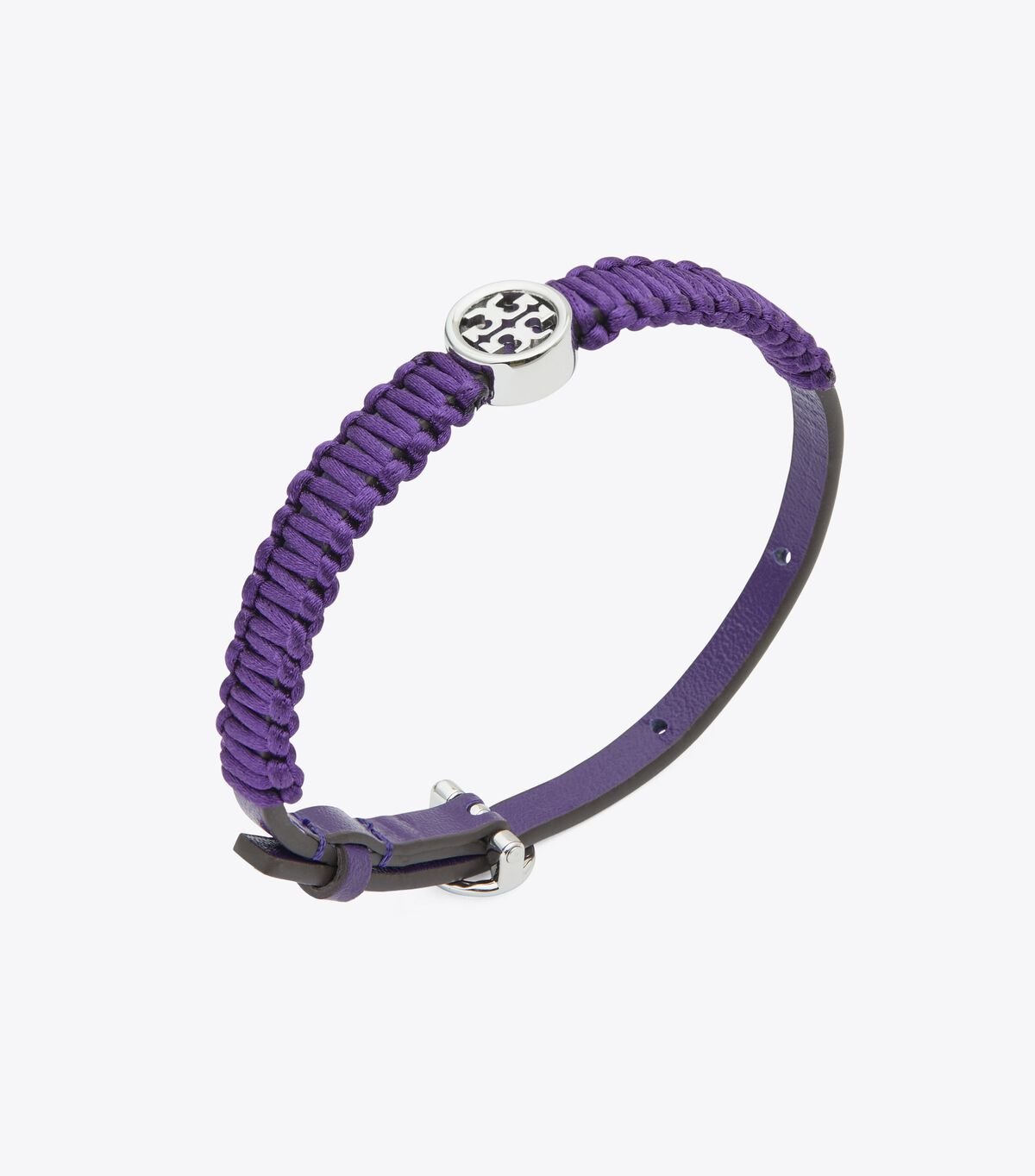 Silver Purple Tory Burch Miller Silk Leather Women's Bracelet | OUTLET-19473809