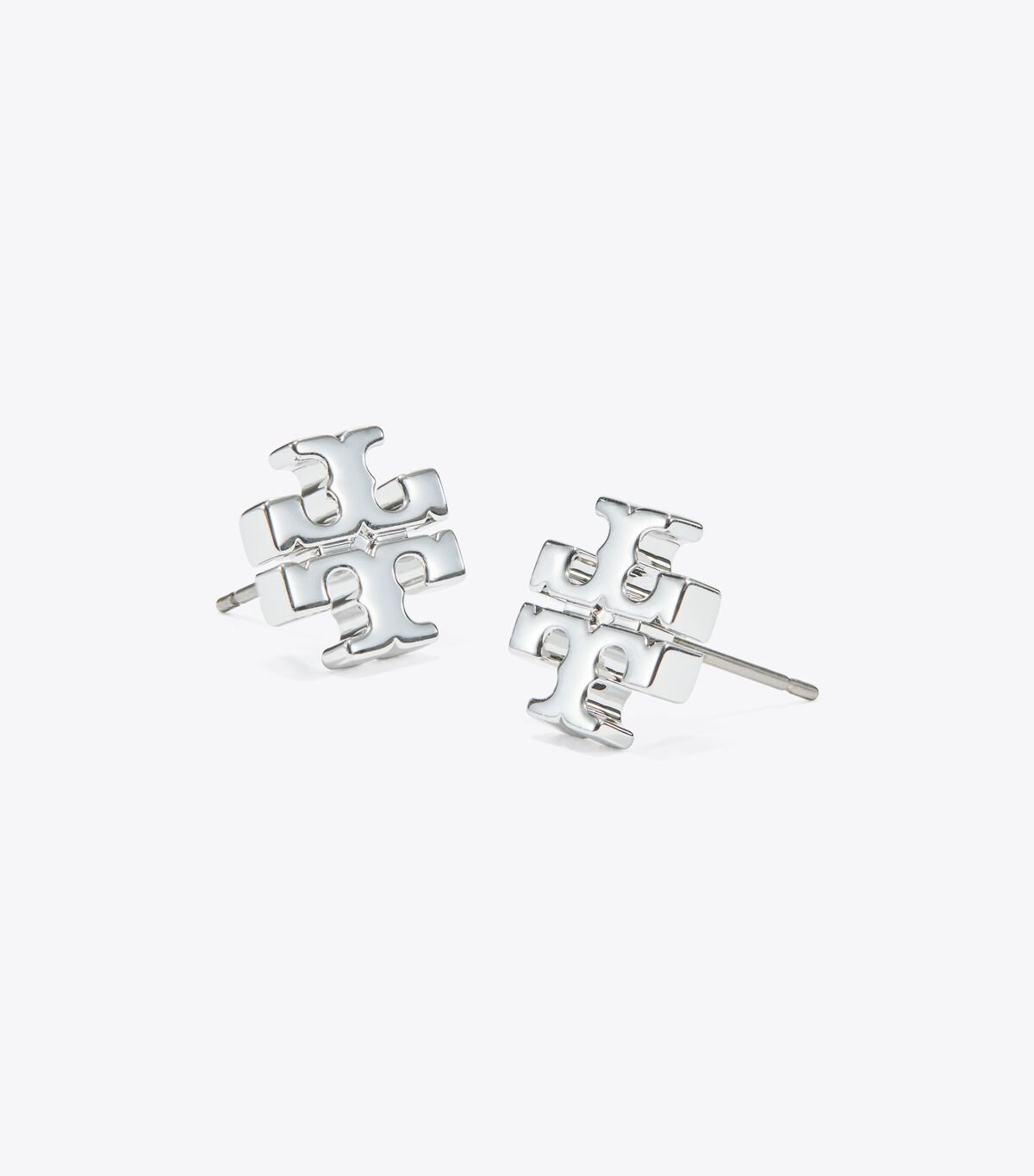 Silver / Purple Tory Burch Resin Logo Double-stud Women's Earrings | OUTLET-02394719