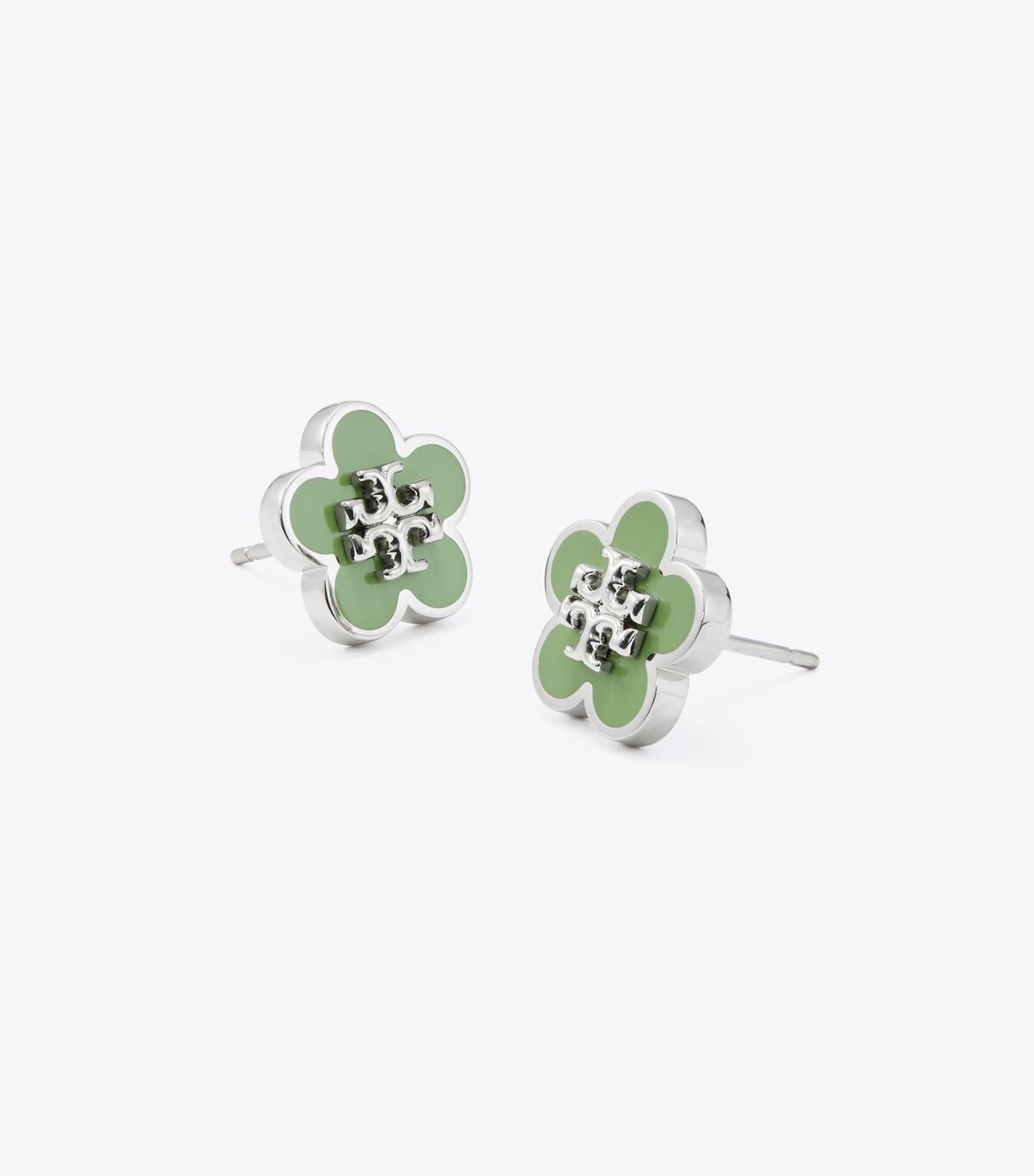 Silver Tory Burch Kira Enamel Flower Stud Women's Earrings | OUTLET-35298019