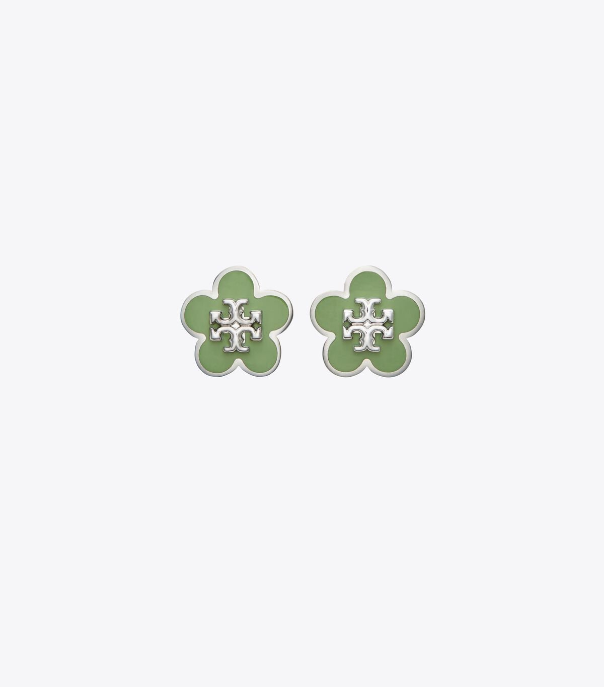 Silver Tory Burch Kira Enamel Flower Stud Women\'s Earrings | OUTLET-35298019