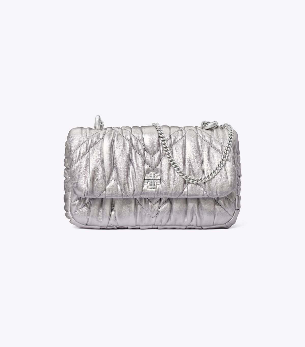 Silver Tory Burch Kira Metallic Diamond Ruched Women's Mini Bag | OUTLET-78160359