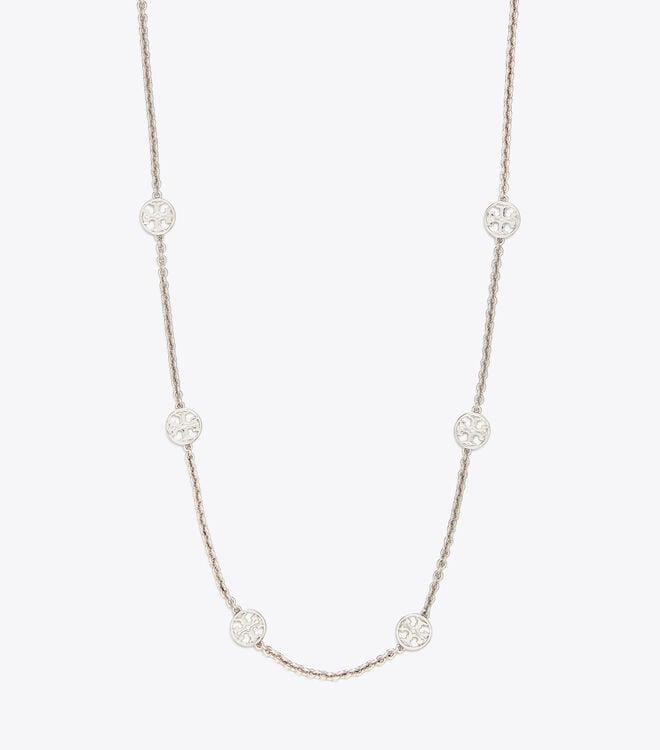 Silver Tory Burch Miller Delicate Women\'s Necklace | OUTLET-89713629