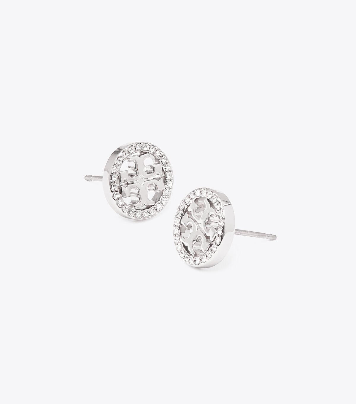 Silver Tory Burch Miller Pavé Stud Women's Earrings | OUTLET-17503629