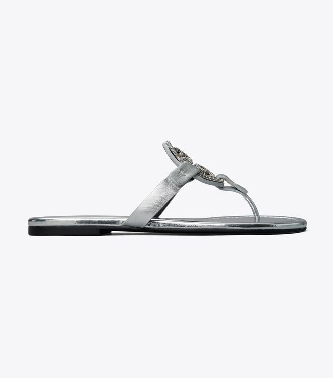 Silver Tory Burch Miller Pavé Women's Sandals | OUTLET-37840159