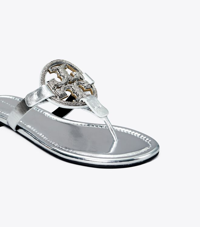 Silver Tory Burch Miller Pavé Women's Sandals | OUTLET-37840159