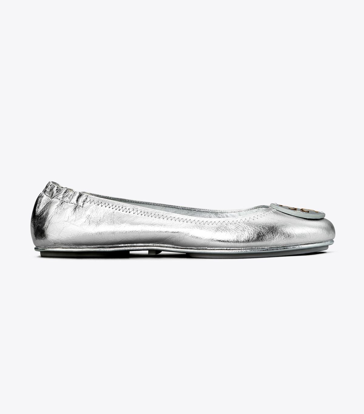 Silver Tory Burch Minnie Travel Women's Ballet Flats | OUTLET-43817909