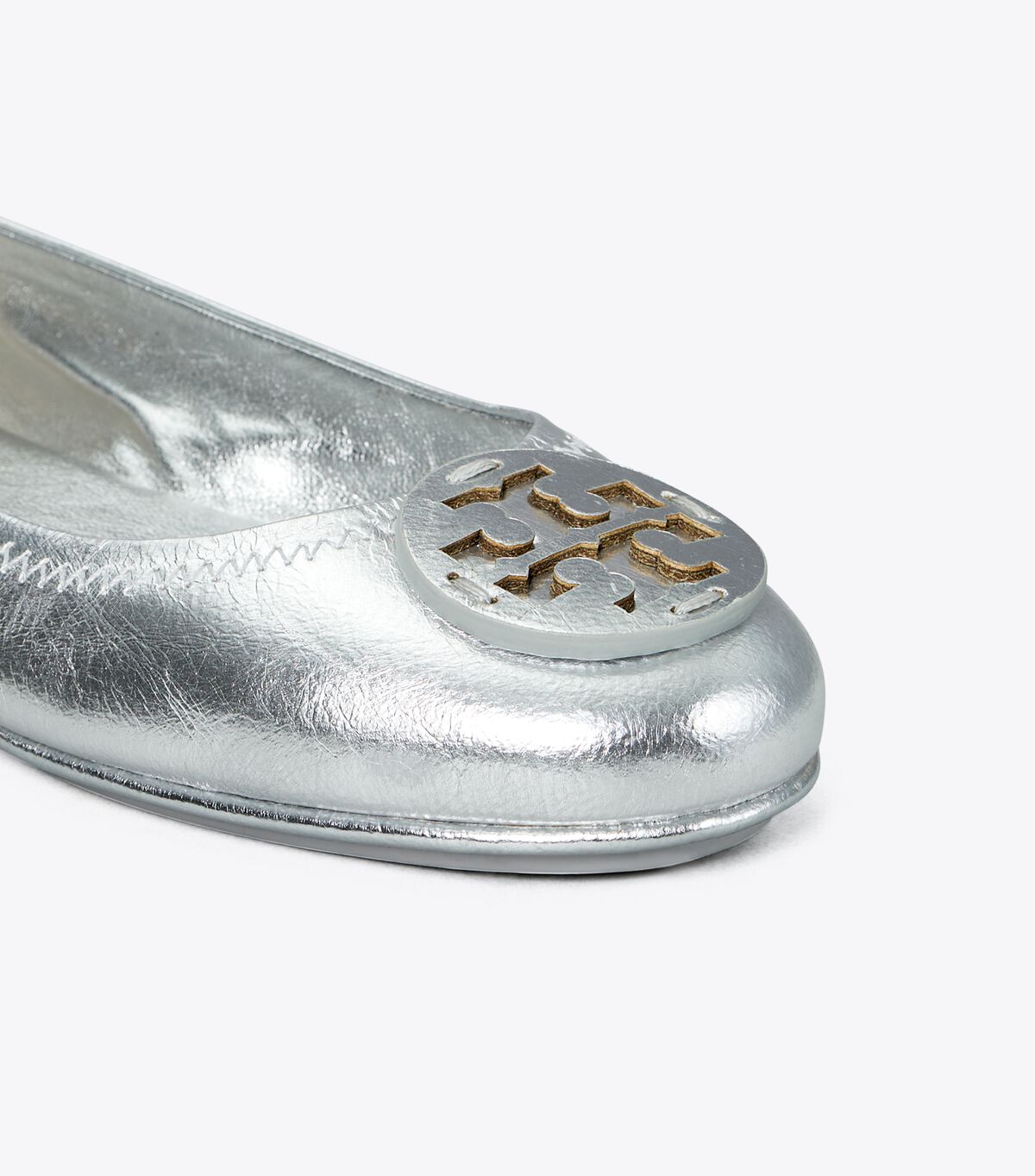 Silver Tory Burch Minnie Travel Women's Ballet Flats | OUTLET-43817909