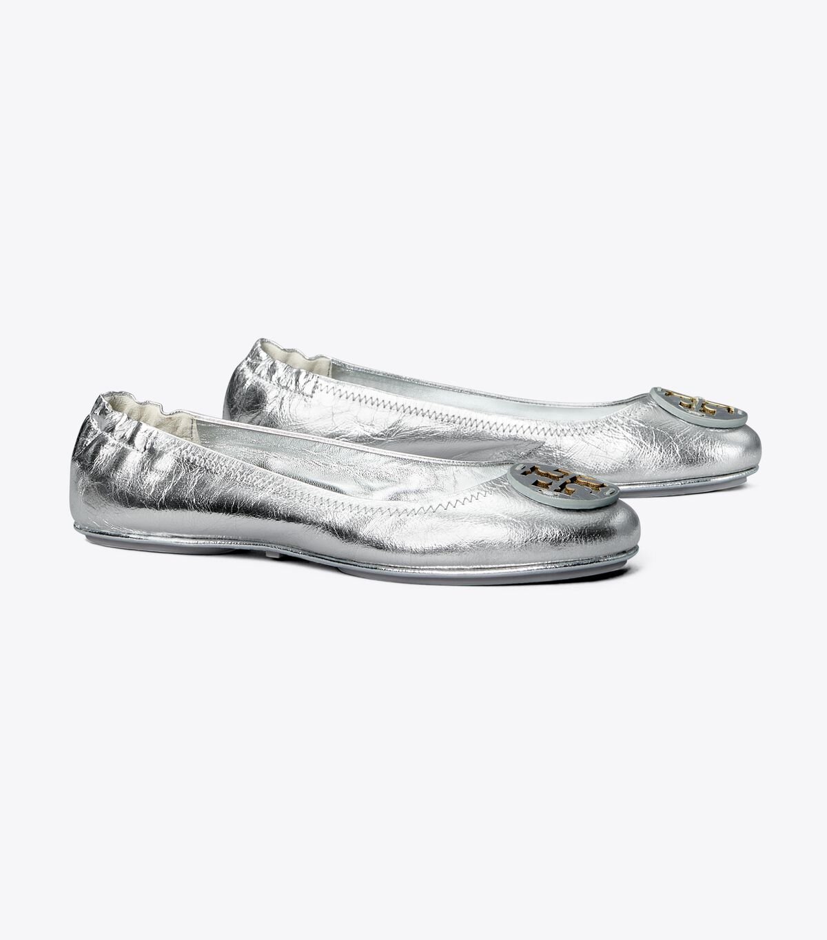 Silver Tory Burch Minnie Travel Women\'s Ballet Flats | OUTLET-43817909