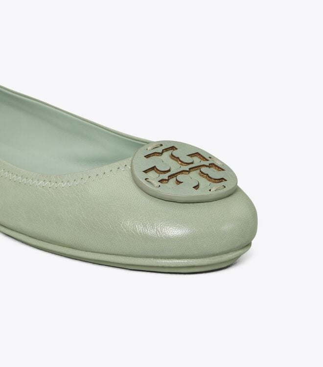 Turquoise Tory Burch Minnie Travel Women's Ballet Flats | OUTLET-05842199