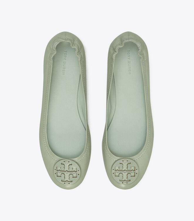 Turquoise Tory Burch Minnie Travel Women's Ballet Flats | OUTLET-05842199