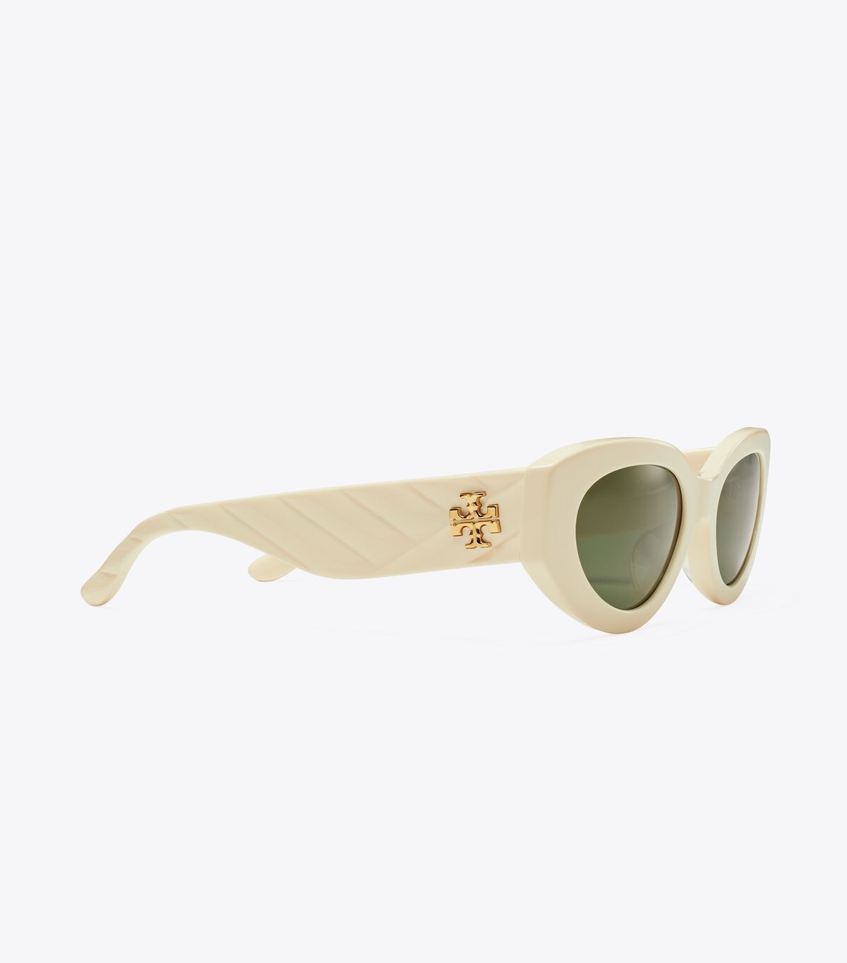 White / Dark Green Tory Burch Kira Chevron Cat-eye Women's Sunglasses | OUTLET-52473909