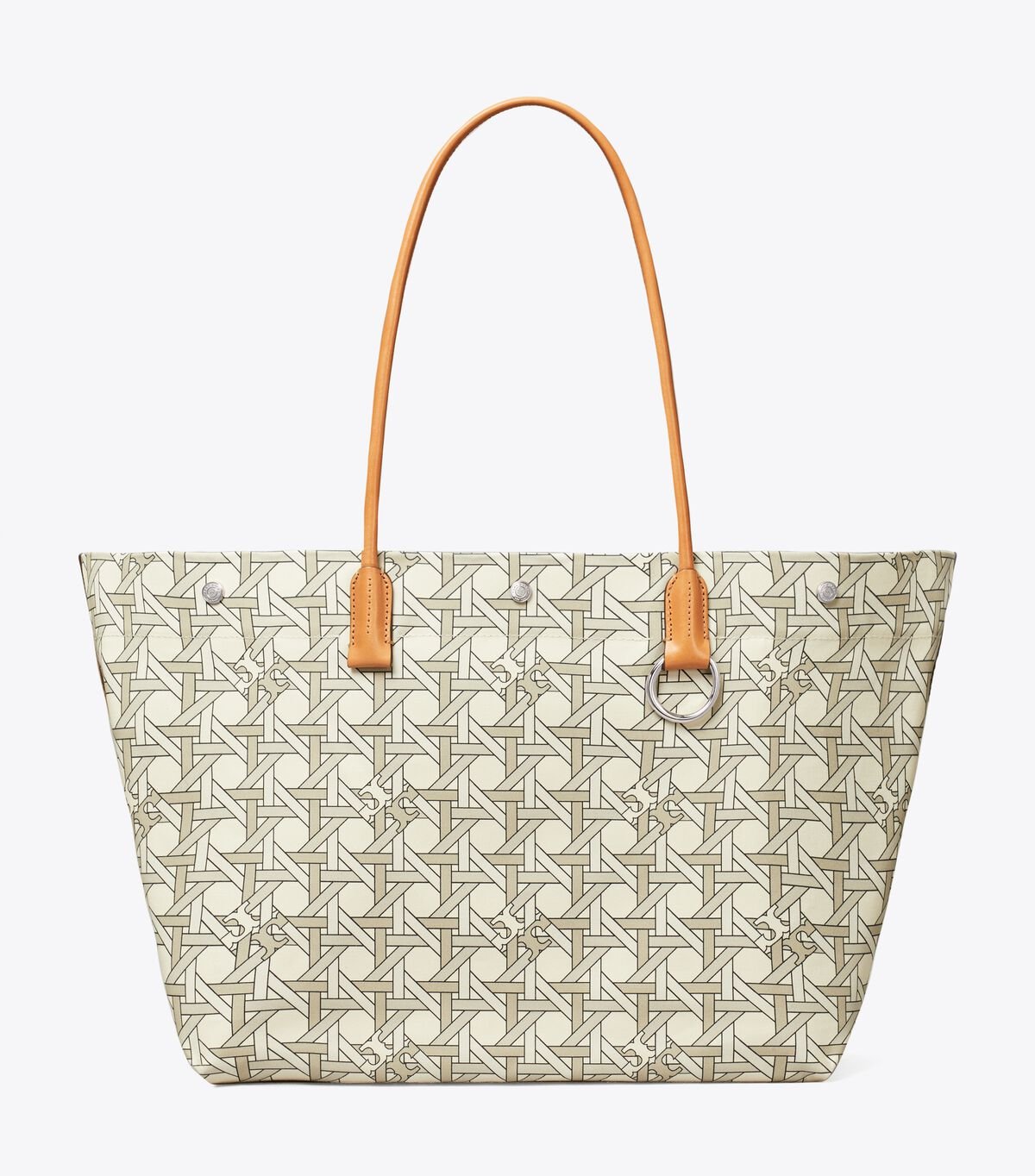 White Tory Burch Canvas Basketweave Women's Tote Bags | OUTLET-70589329