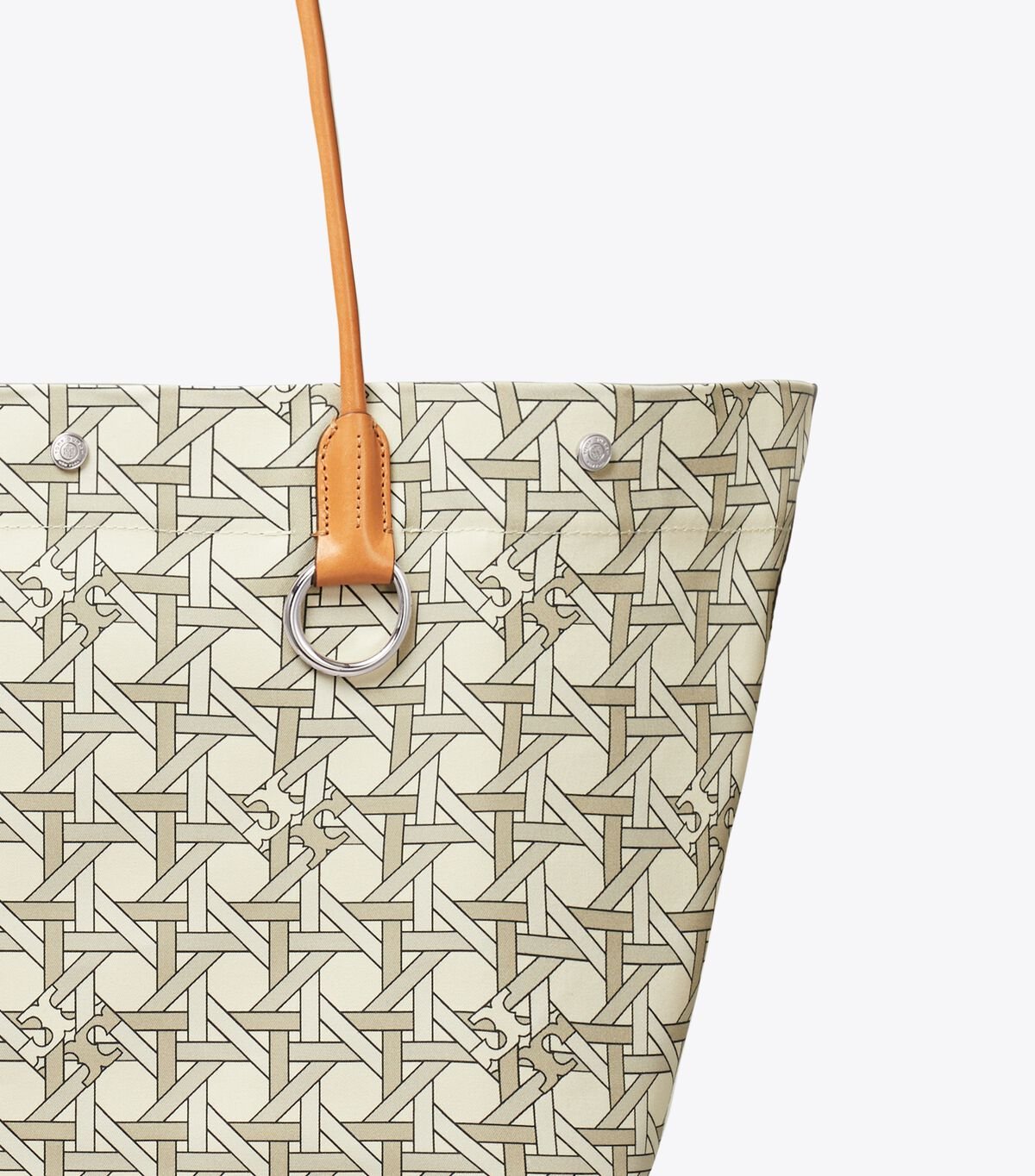 White Tory Burch Canvas Basketweave Women's Tote Bags | OUTLET-70589329