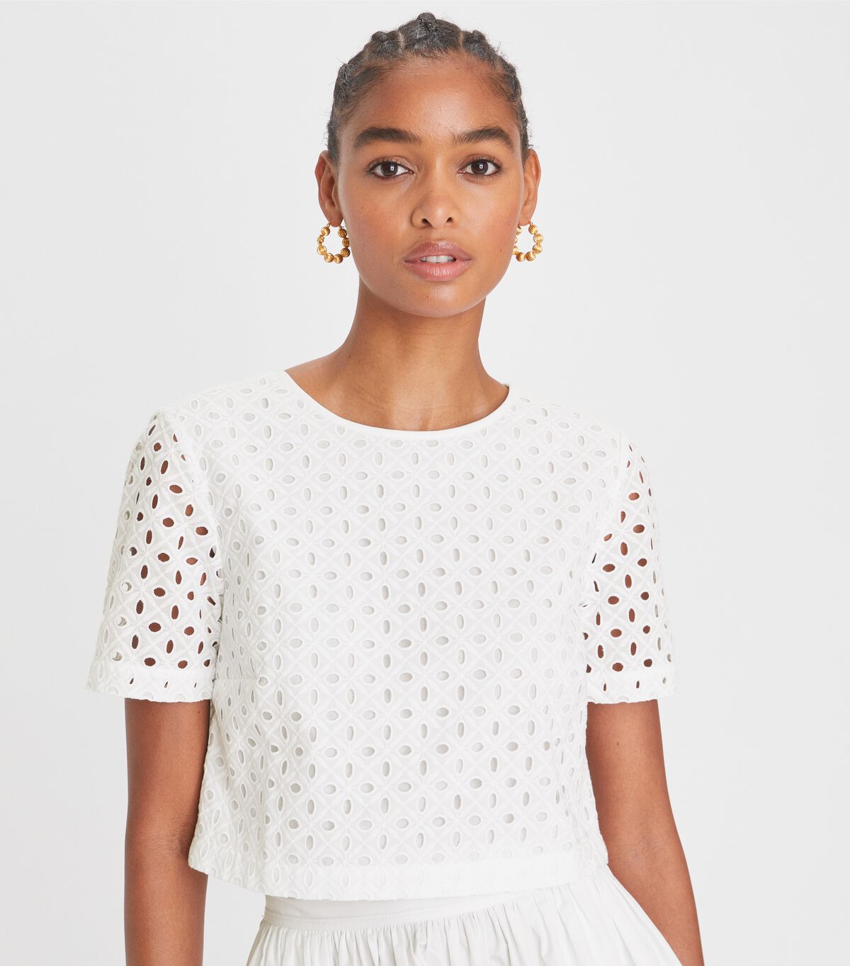 White Tory Burch Eyelet Women's Tops | OUTLET-75360419