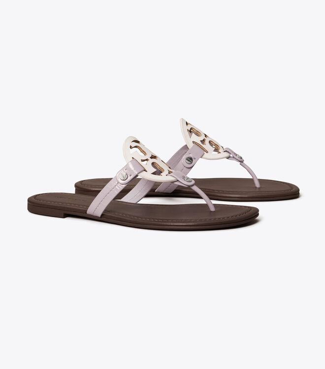 White Tory Burch Miller Leather Women\'s Sandals | OUTLET-03541969