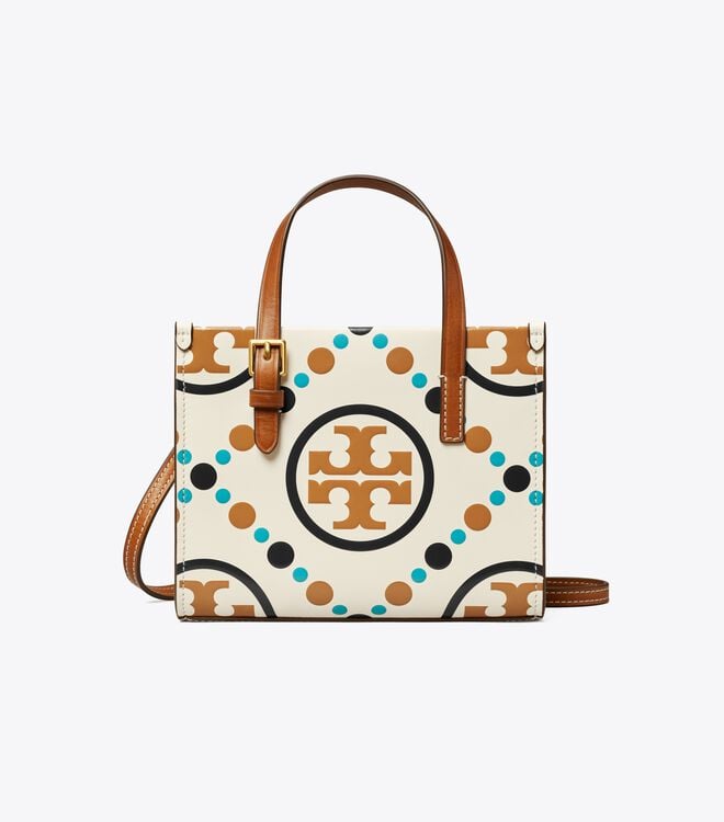 White Tory Burch Mini T Monogram Women's Tote Bags | OUTLET-17649509