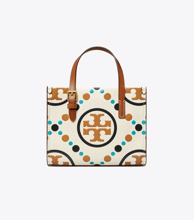 White Tory Burch Mini T Monogram Women's Tote Bags | OUTLET-17649509