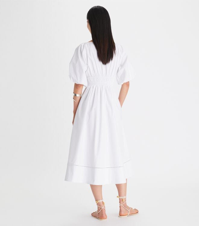 White Tory Burch Scoop-neck Women's Dress | OUTLET-06231949