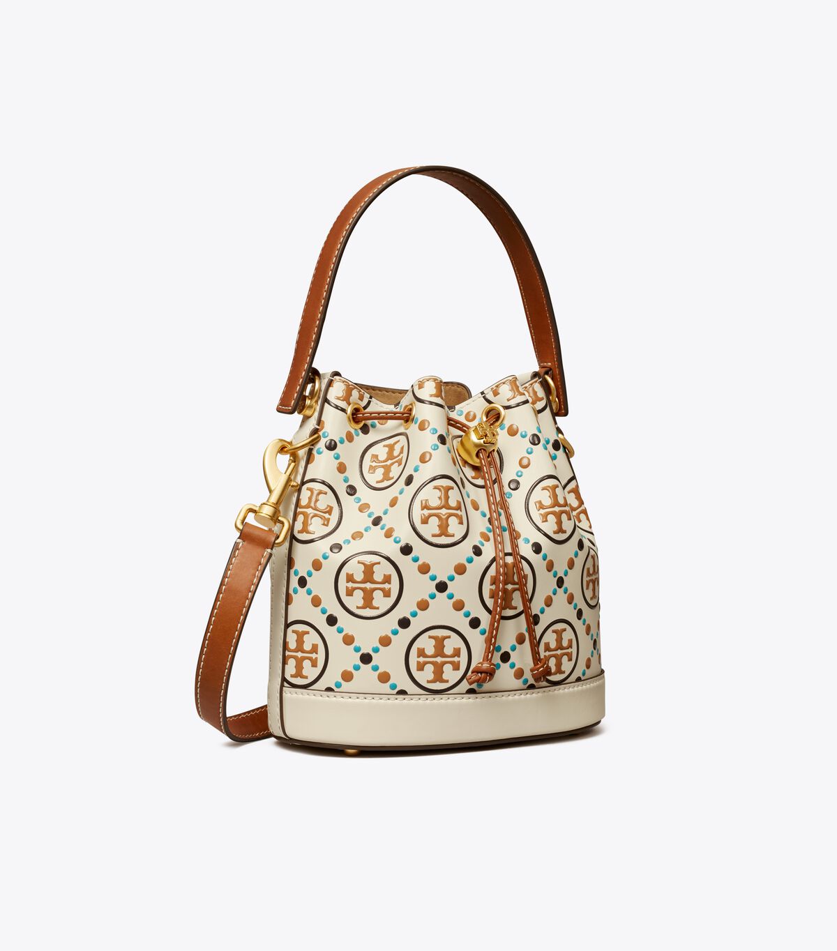 White Tory Burch T Monogram Contrast Embossed Women\'s Bucket Bags | OUTLET-91530829