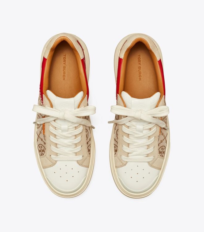 White Tory Burch T Monogram Ladybug Women's Sneakers | OUTLET-19628709