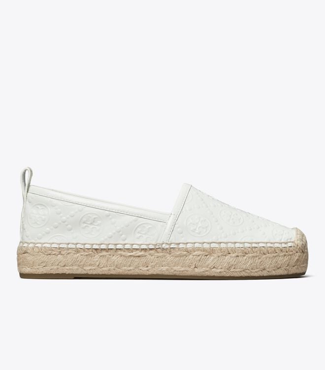 White Tory Burch T Monogram Platform Women's Espadrille | OUTLET-75634199