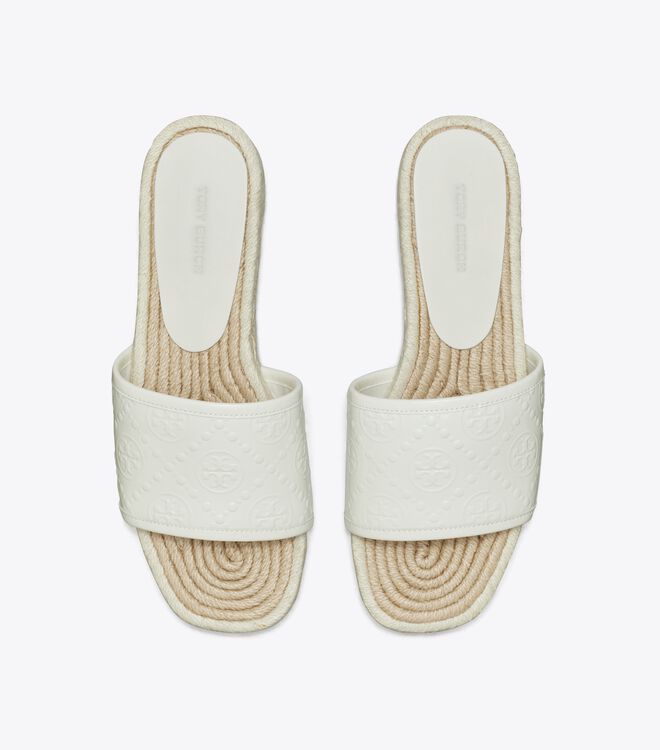 White Tory Burch T Monogram Women's Espadrille | OUTLET-12659749