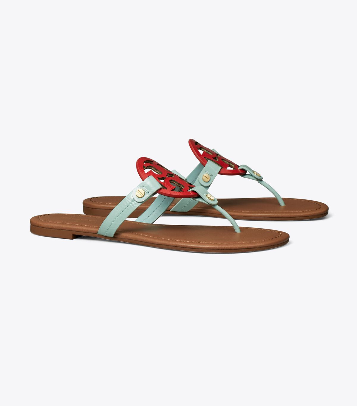 Azure / Red Tory Burch Miller Leather Women's Sandals | OUTLET-16583429