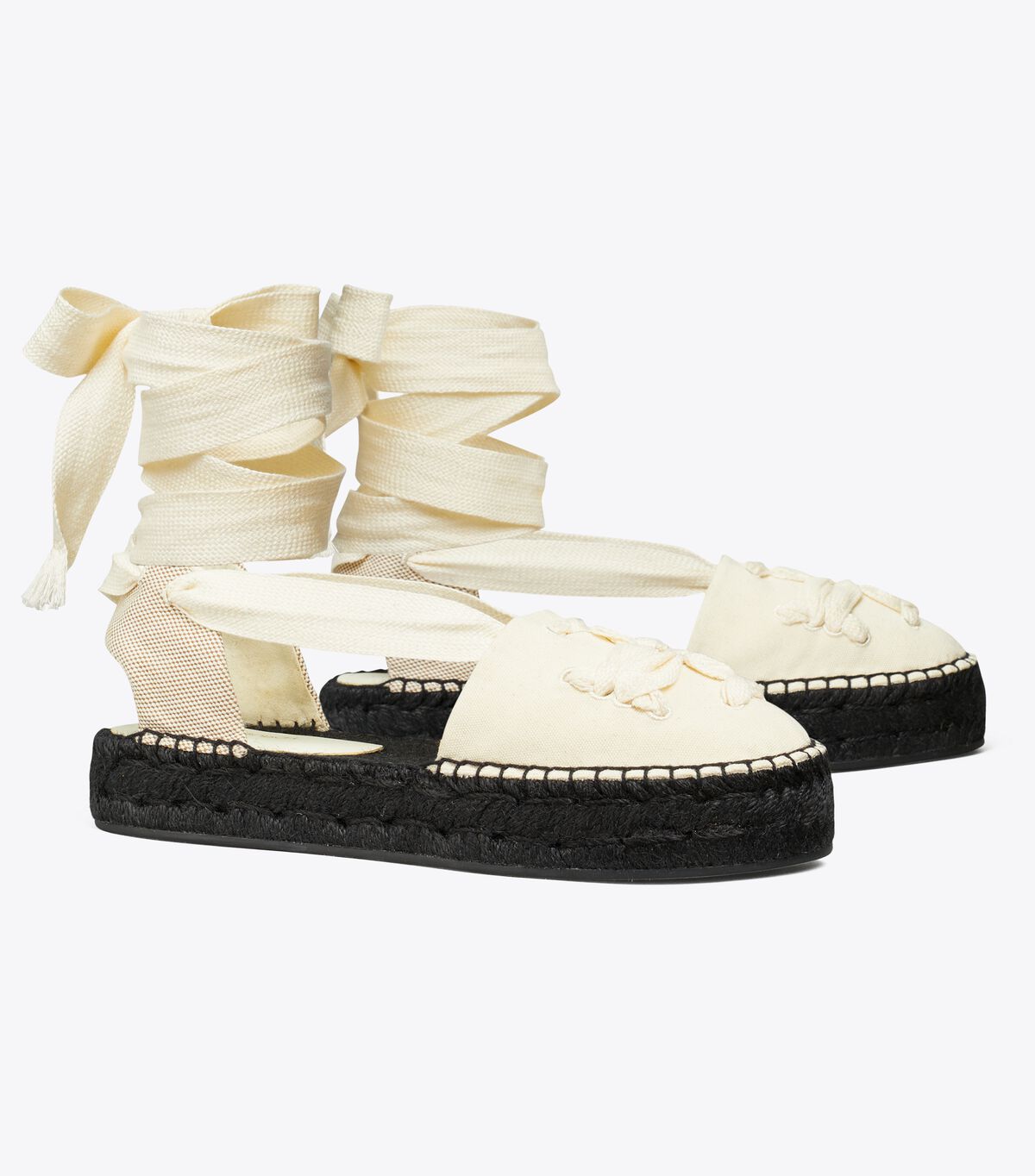 Beige Tory Burch Ribbon Women's Espadrille | OUTLET-90281649