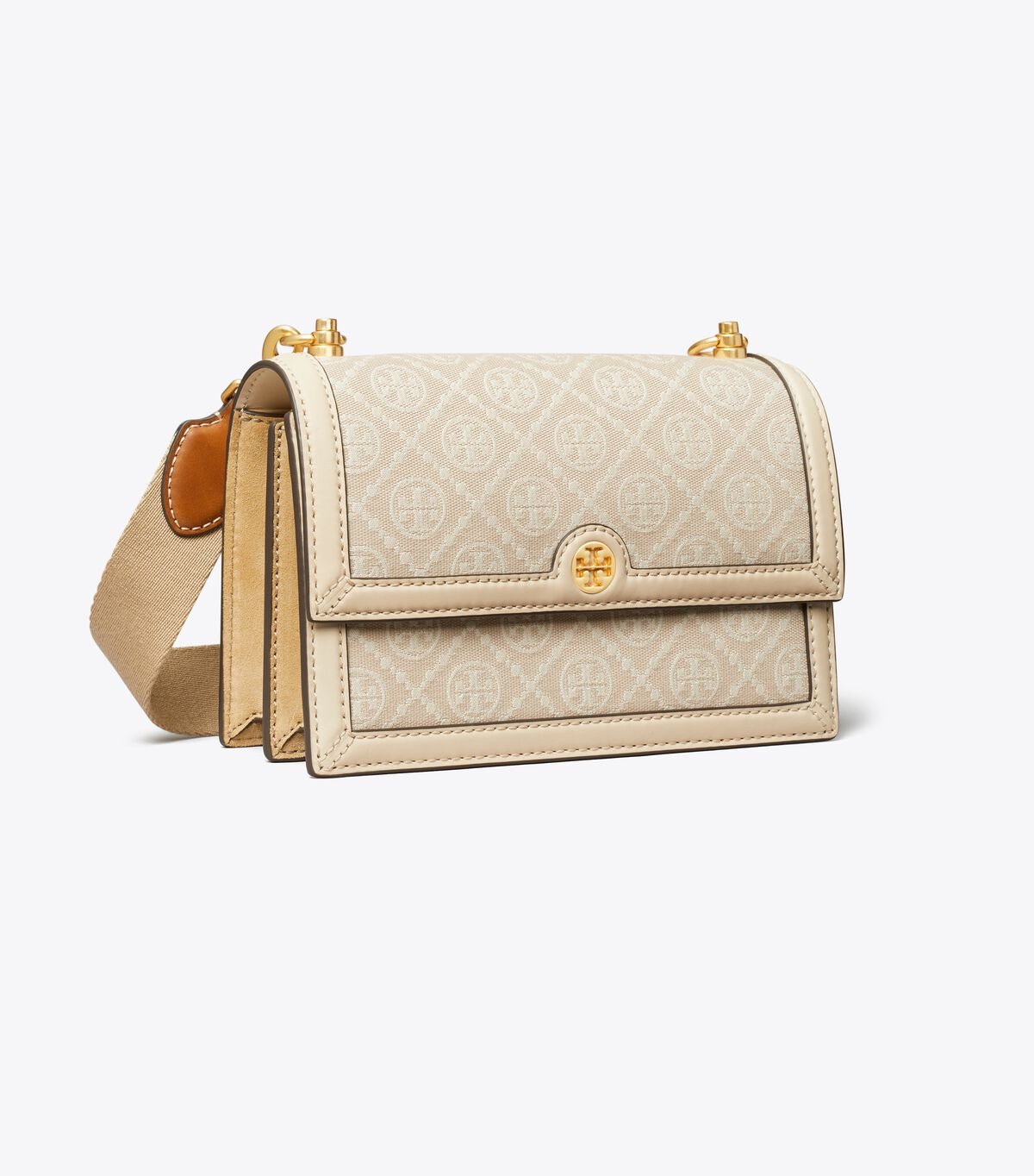 Beige Tory Burch Small T Monogram Women's Shoulder Bags | OUTLET-74651209