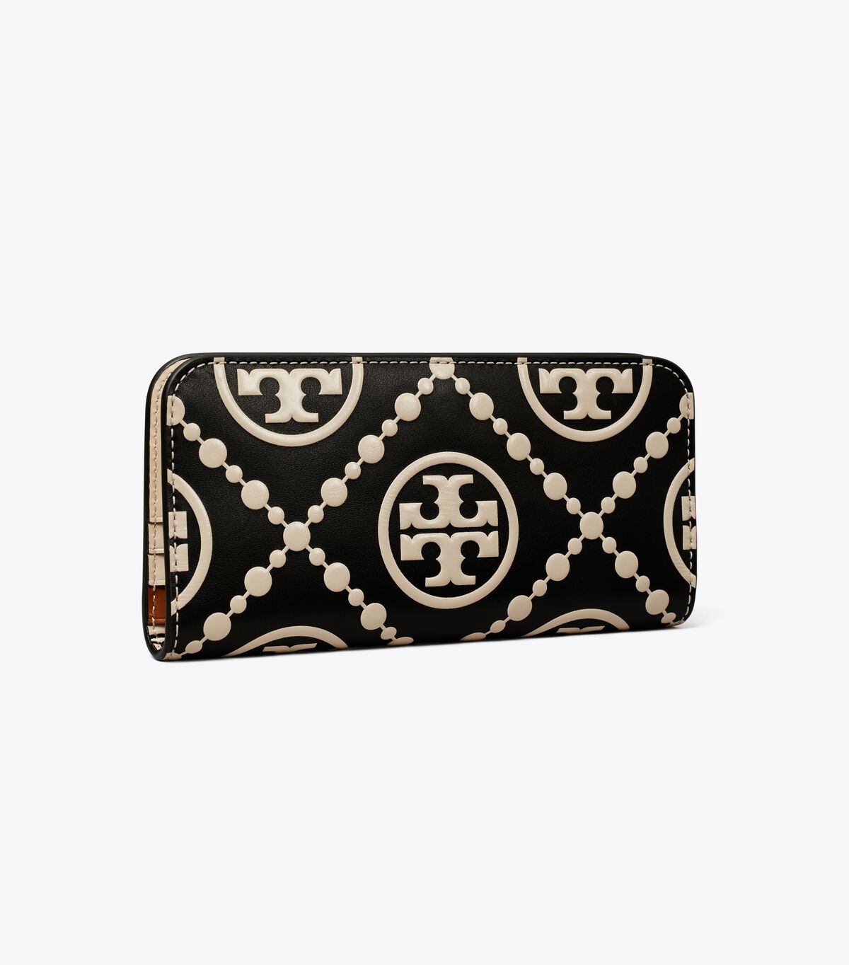 Black / Cream Tory Burch T Monogram Contrast Embossed Women's Wallets | OUTLET-34821709