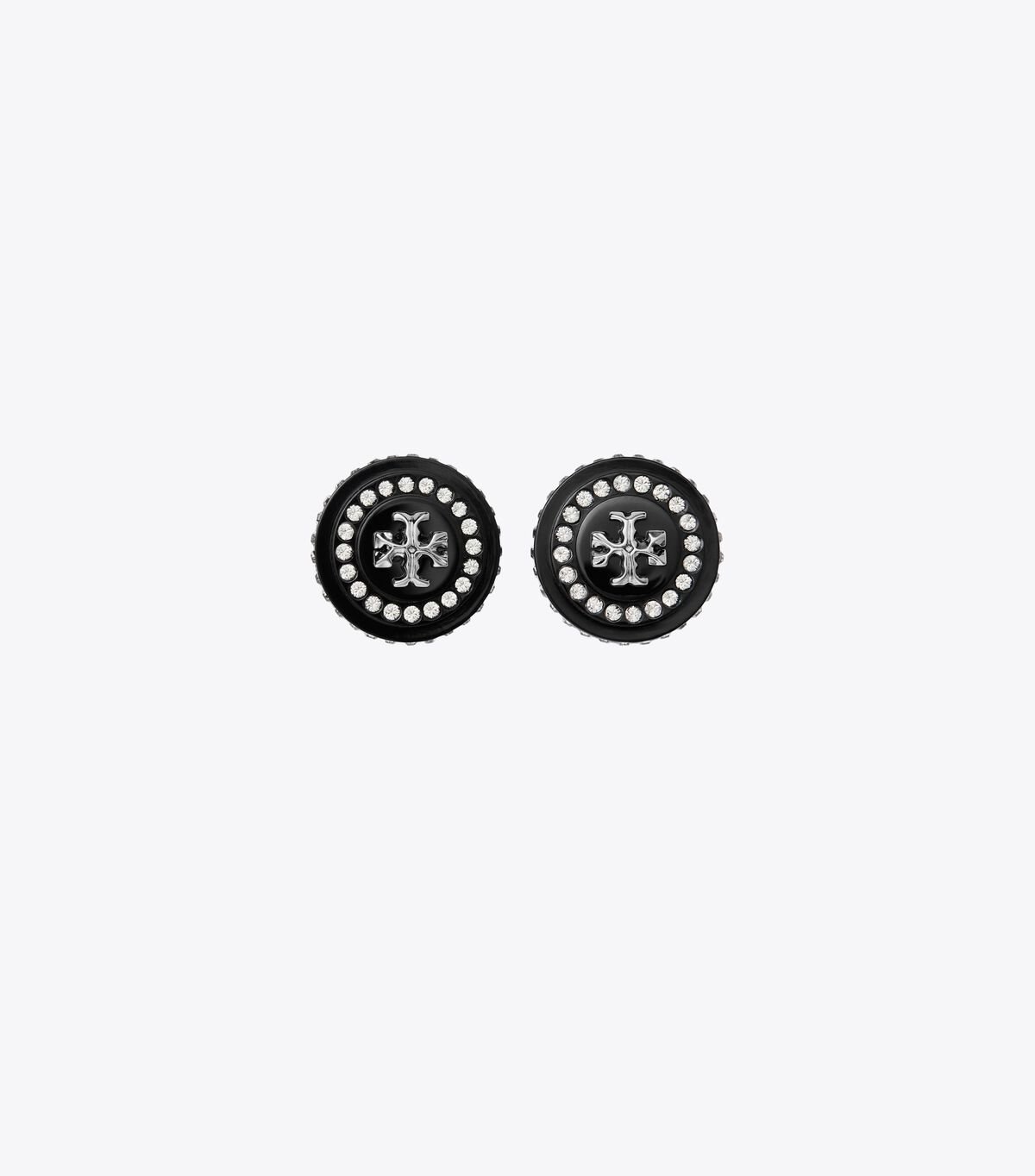 Black Silver Tory Burch Roxanne Crystal Resin Stud Women's Earrings | OUTLET-15438029