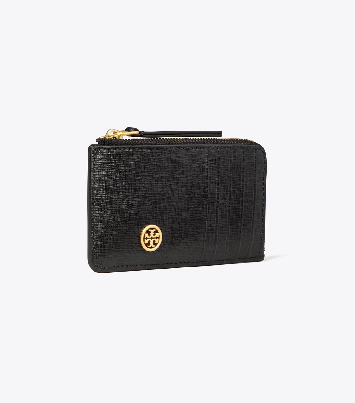 Black Tory Burch Robinson Top-zip Women's Card Case | OUTLET-81390749