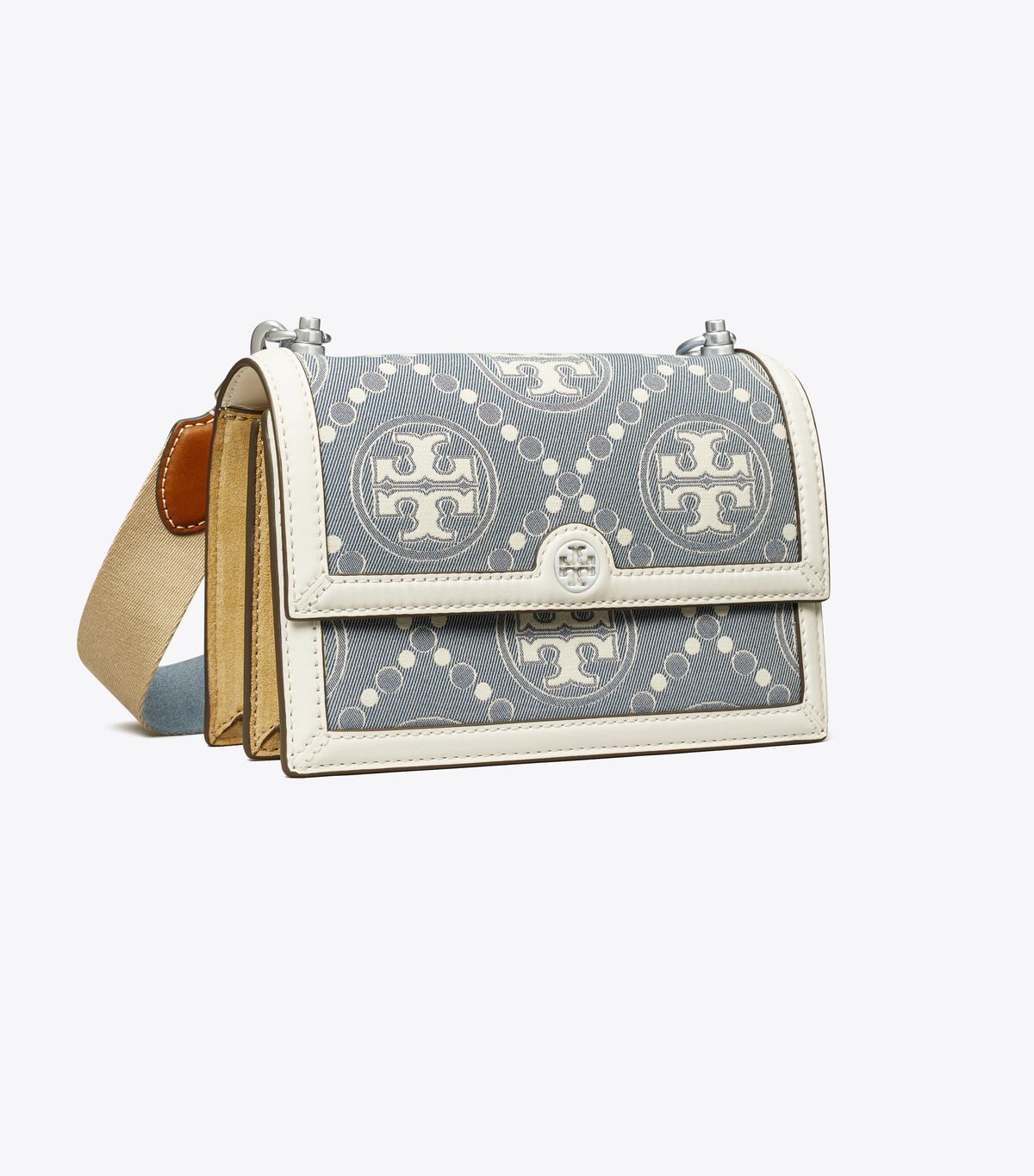 Blue Tory Burch Small T Monogram Denim Women's Shoulder Bags | OUTLET-09734829