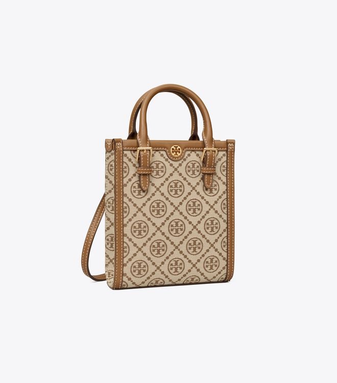 Brown Tory Burch Mini T Monogram Women's Tote Bags | OUTLET-49726319