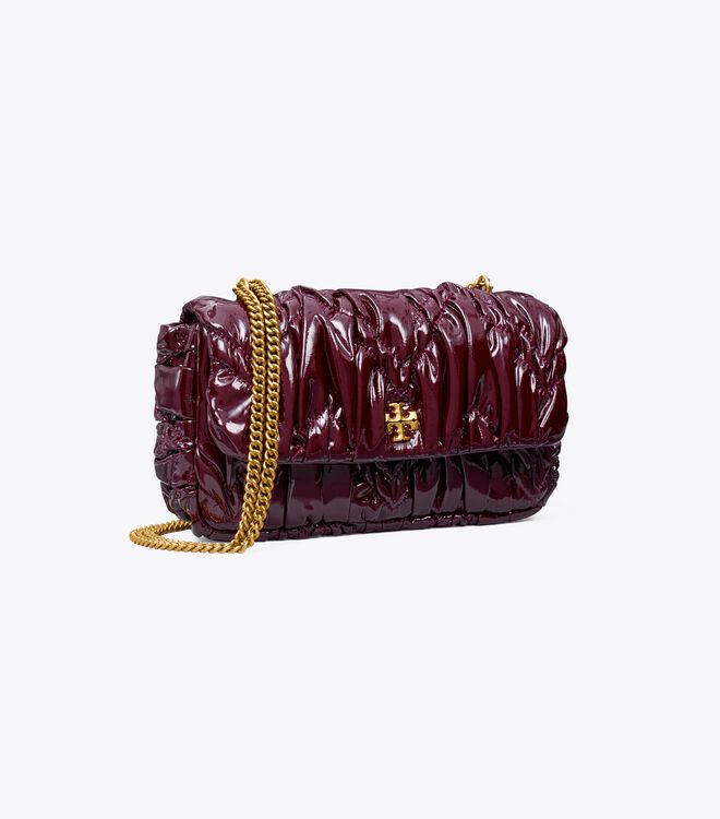 Burgundy Tory Burch Mini Kira Patent Ruched Women's Shoulder Bags | OUTLET-19548209