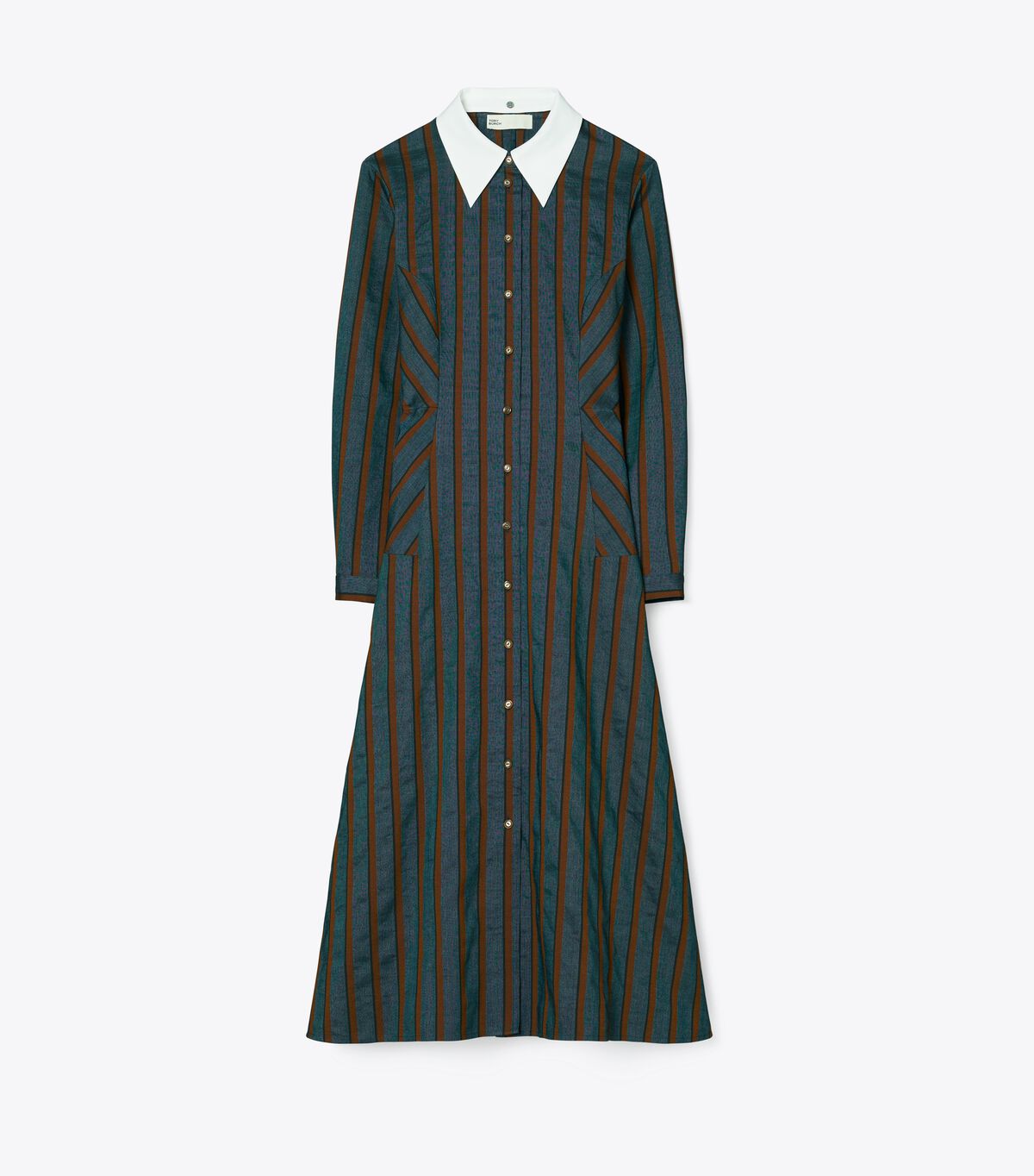 Dark Turquoise Tory Burch Striped Lightweight Canvas Women's Dress | OUTLET-78216059