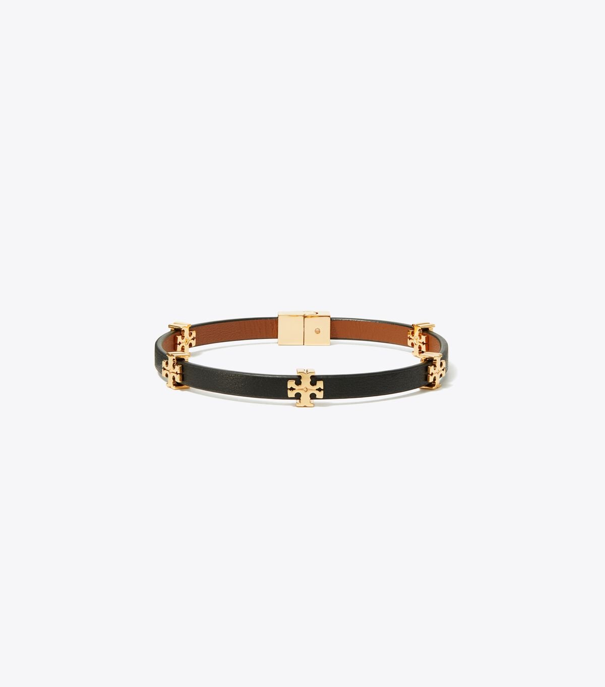 Gold / Black Tory Burch Eleanor Leather Women's Bracelet | OUTLET-68012499