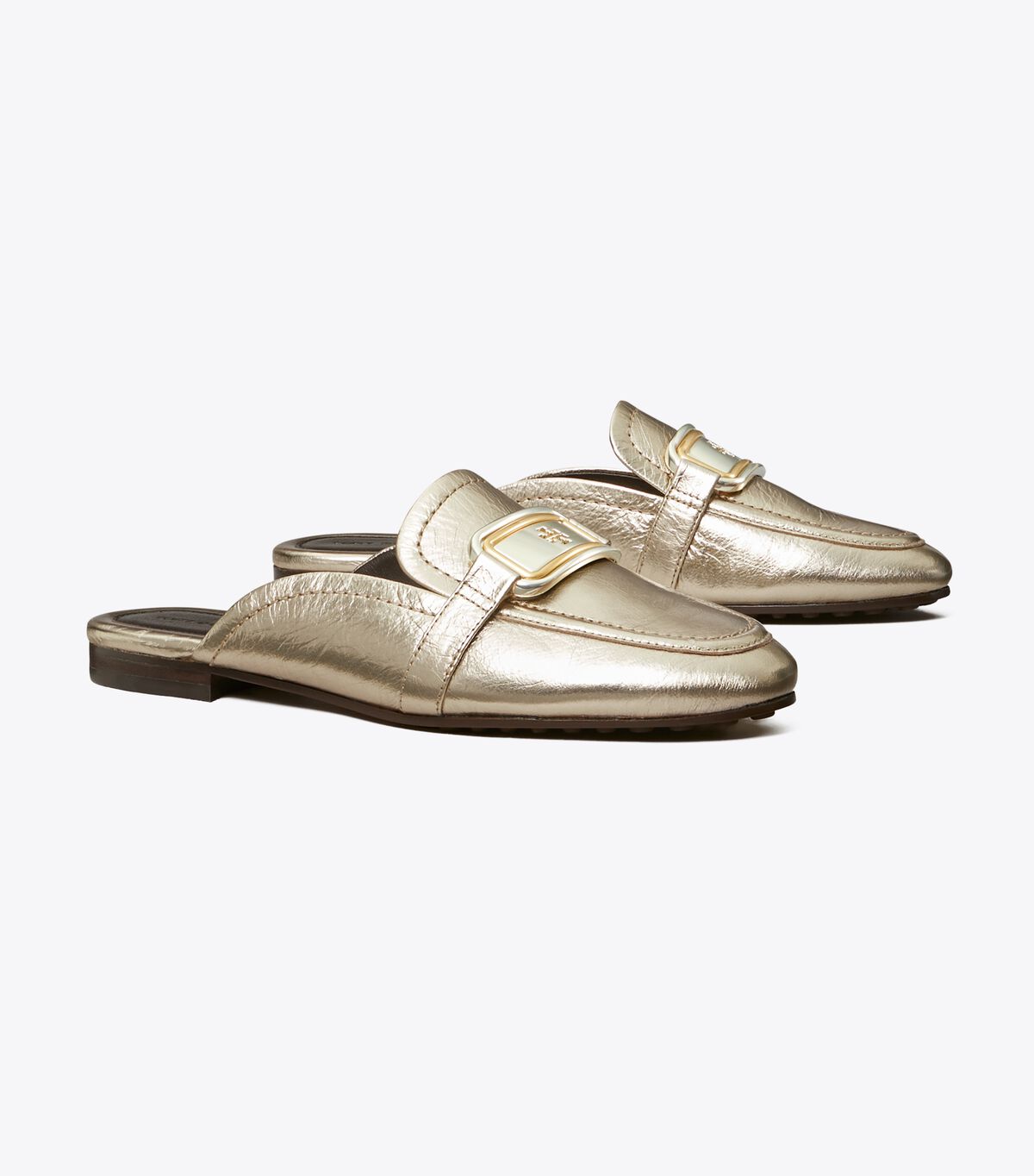 Gold Tory Burch Georgia Backless Women's Loafers | OUTLET-78452619