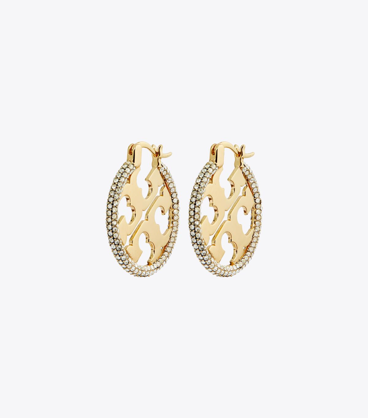 Gold Tory Burch Miller Pavé Hoop Women's Earrings | OUTLET-32457699