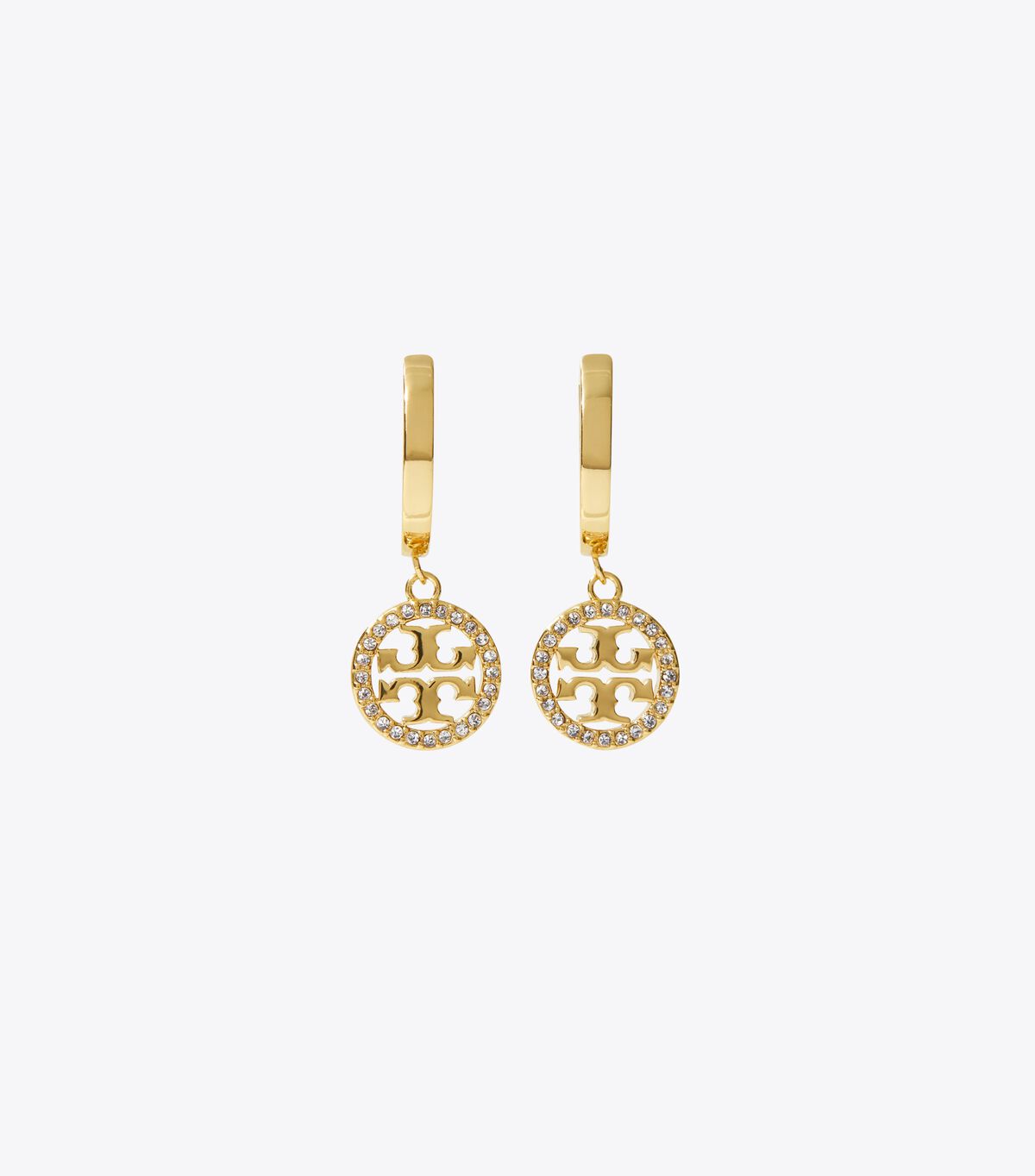 Gold Tory Burch Miller Pavé Hoop Women's Earrings | OUTLET-48716059