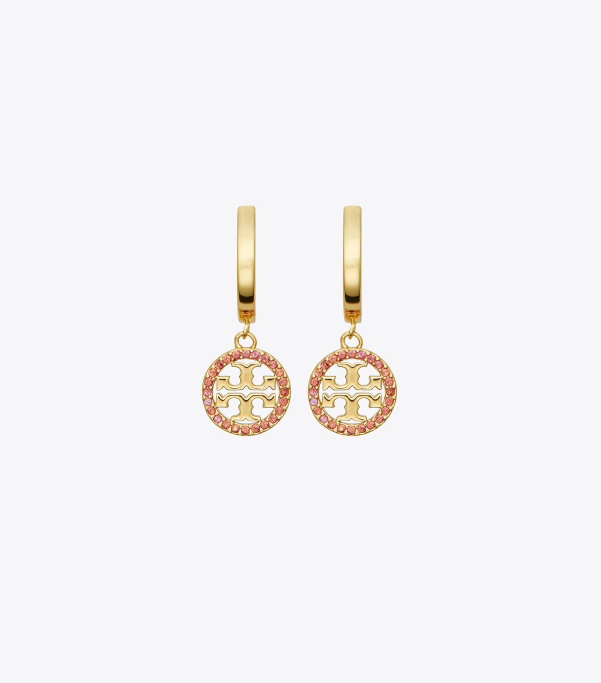 Gold Tory Burch Miller Pavé Hoop Women's Earrings | OUTLET-89213479