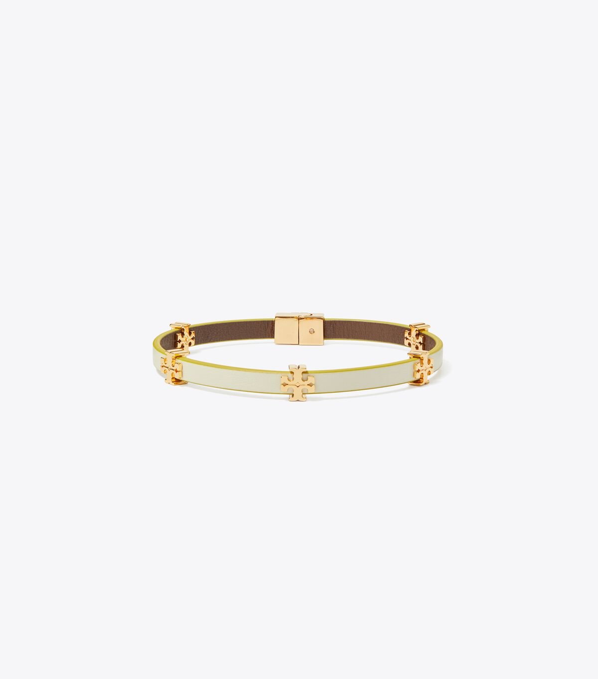 Gold / White Tory Burch Eleanor Leather Women's Bracelet | OUTLET-12380979