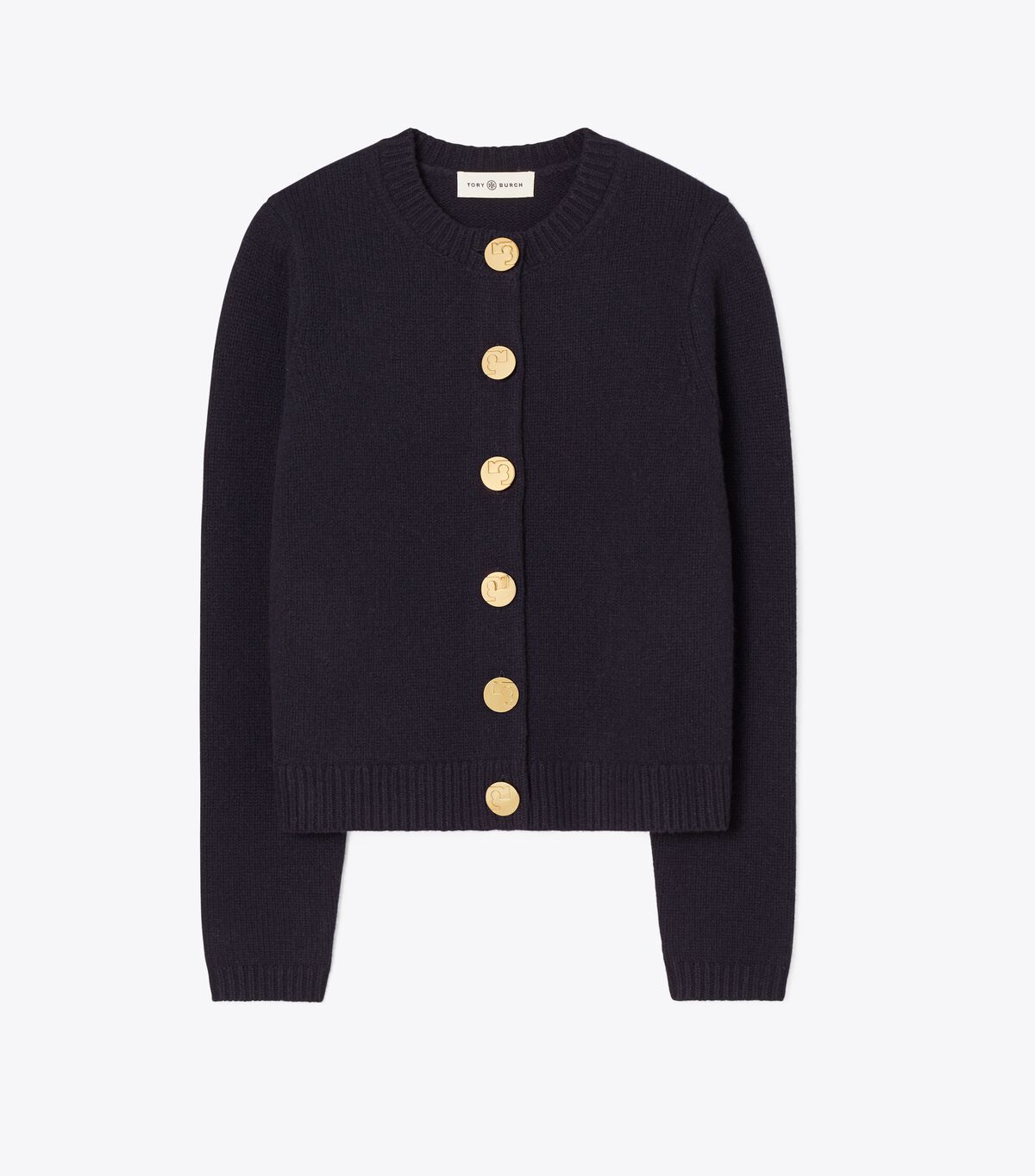 Navy Tory Burch Logo Button Wool Women's Cardigan | OUTLET-04927169