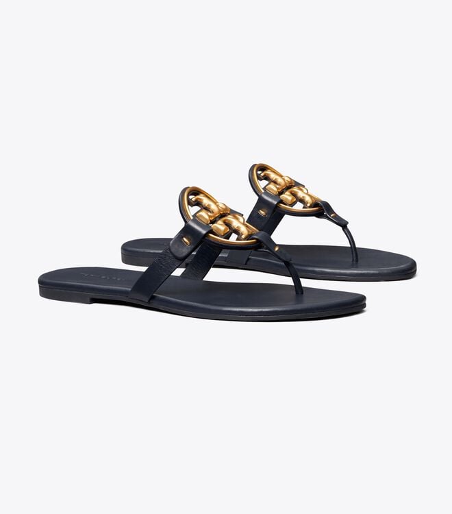 Navy Tory Burch Metal Miller Soft Women's Sandals | OUTLET-03467199