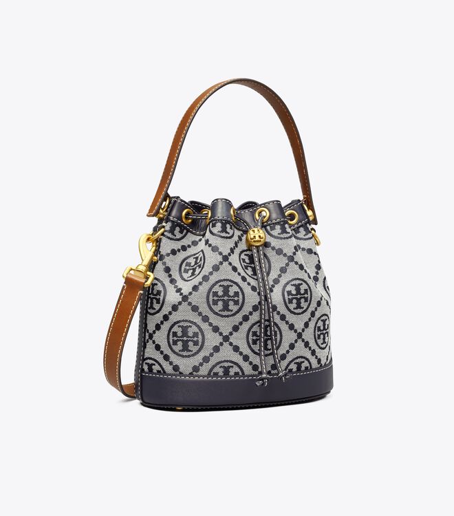 Navy Tory Burch T Monogram Women's Bucket Bags | OUTLET-90268419