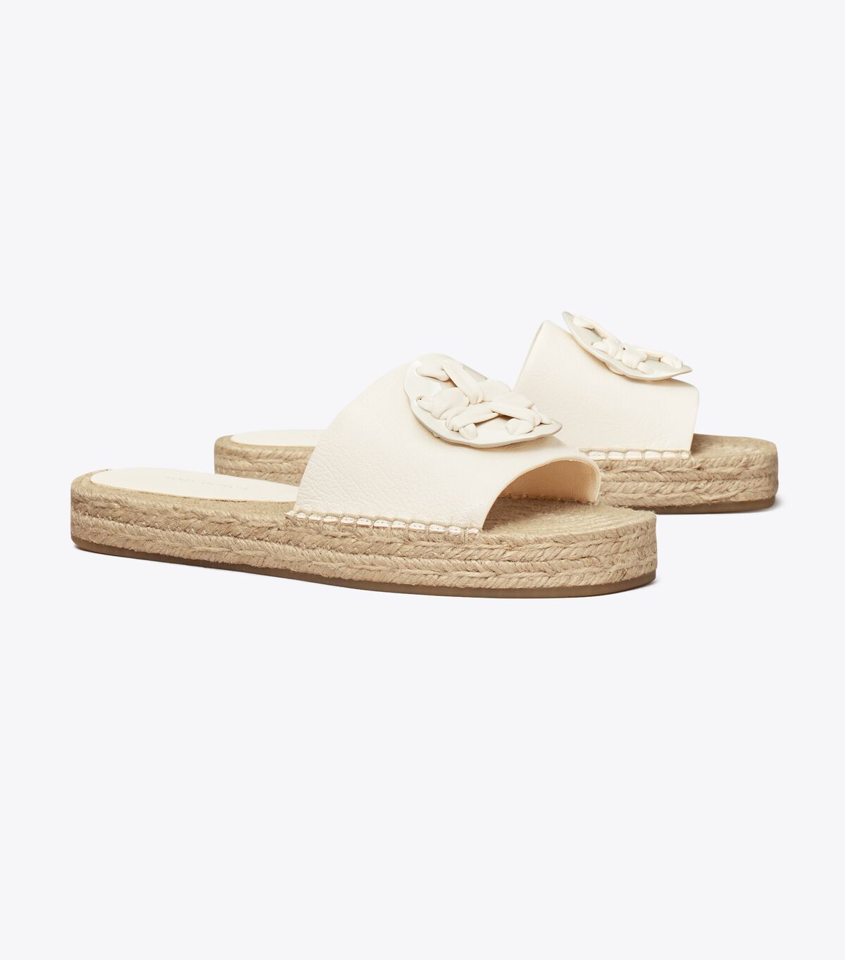 White Tory Burch Woven Double T Women's Espadrille | OUTLET-45629089